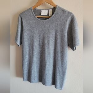 Emma James glittery metallic crewneck top Women's L silver